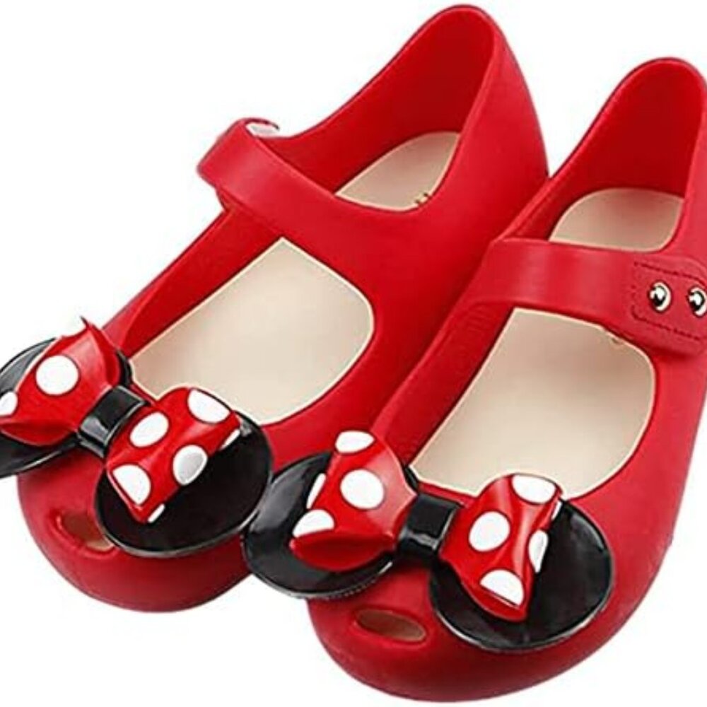Ifans Girl's Red Black‎ Sweet Dot Bow Princess Causal Mary Jane Shoes Size 8